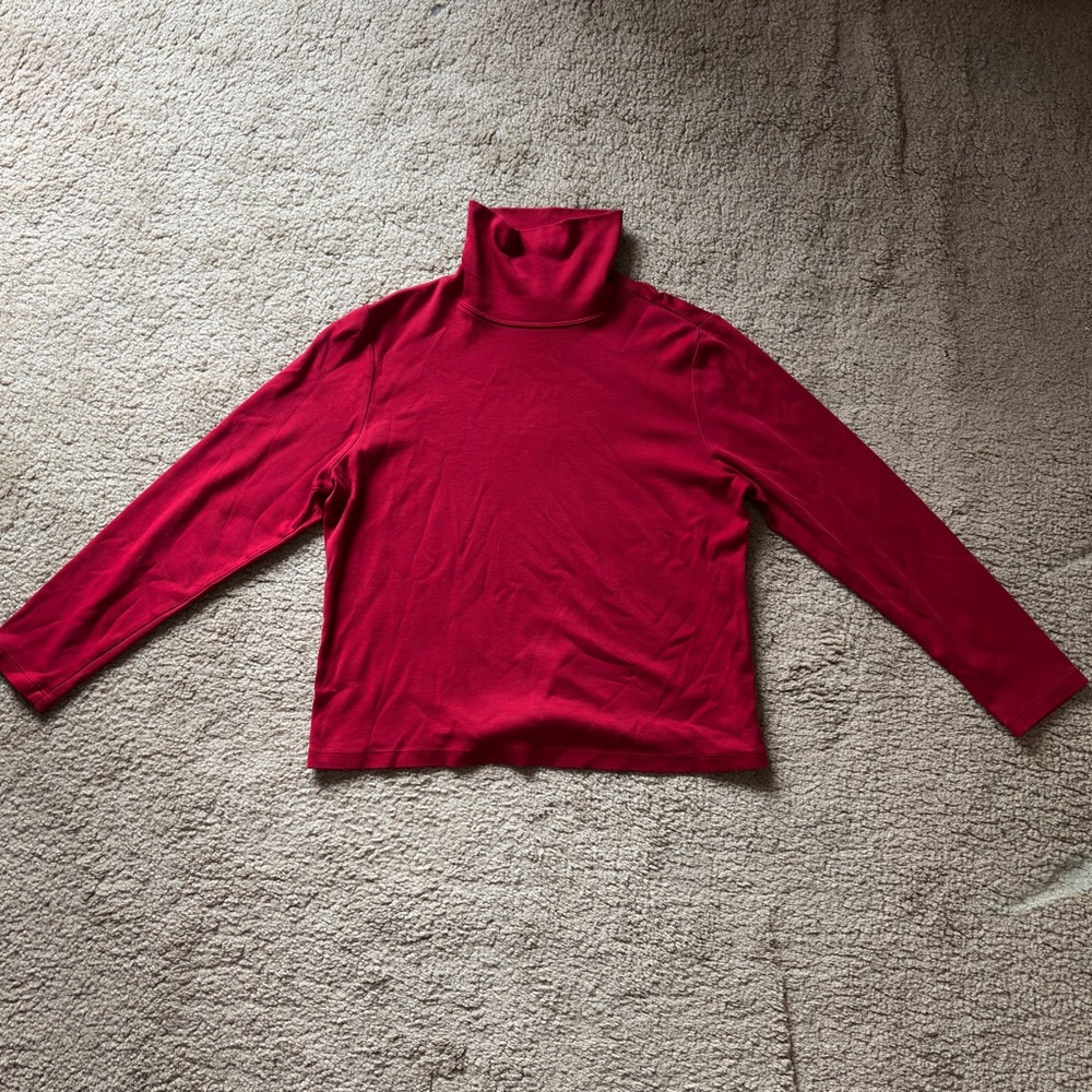 L.L. Bean Women's Red 100% Supima Cotton Long Sleeve Turtleneck Shirt
